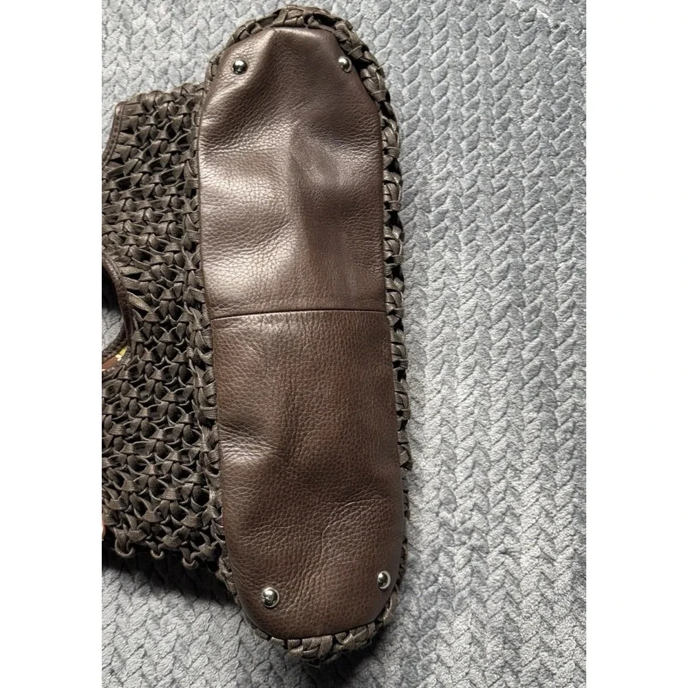 Banana Republic Brown Woven Tote Bag Purse Leather Trim Boho‎ Hippie Y2K - Picture 10 of 12